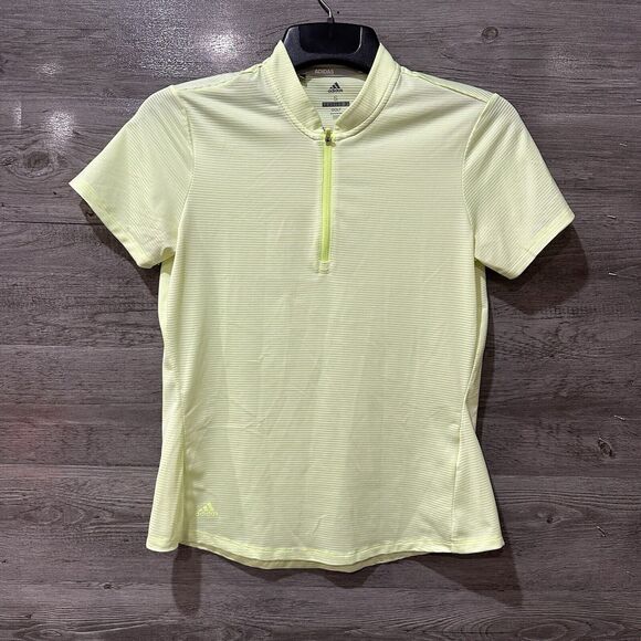 Adidas Womens Neon Green Stripe Golf Polo 1/4 Zip Performance Size Small - Picture 1 of 8